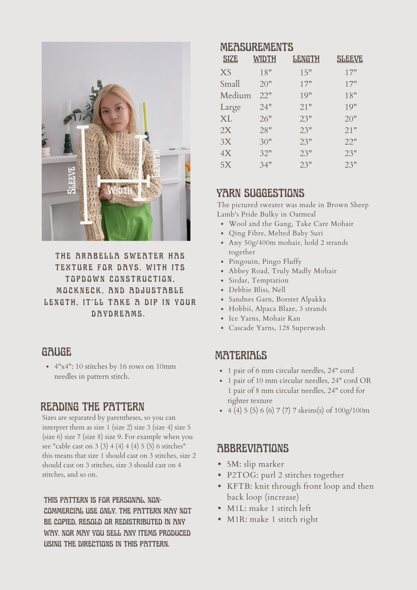 Arabella Sweater Pattern